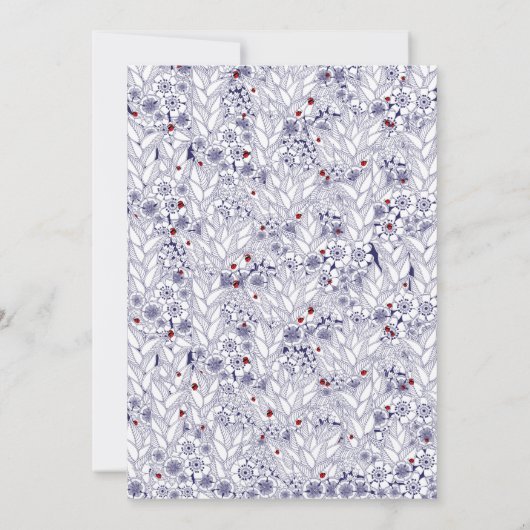 Mooie Blauwe en Witte Bruiloft Kaart (Achterkant)