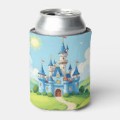 Mooie blauwe en witte kasteel blikjeskoeler (Blikje Voorkant)