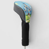 Mooie blauwe en witte kasteel golfheadcover (Schuin)