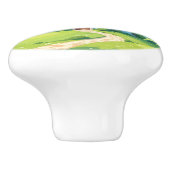 Mooie blauwe en witte kasteel keramische knop (Zijkant)
