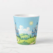 Mooie blauwe en witte kasteel latte mok (Voorkant)