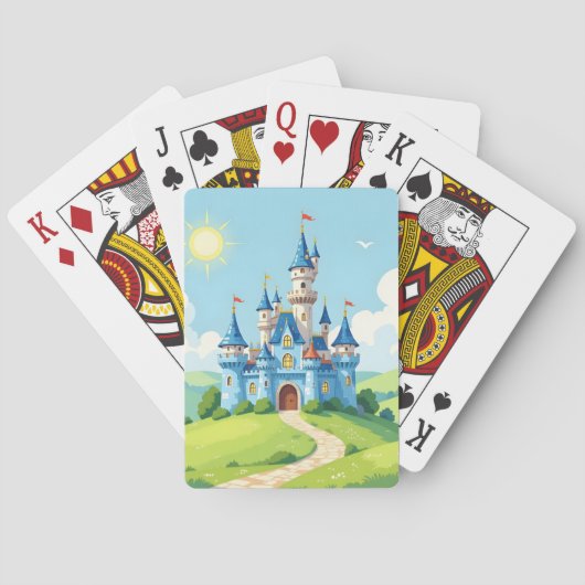 Mooie blauwe en witte kasteel pokerkaarten (Achterkant)