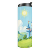 Mooie blauwe en witte kasteel thermosbeker (Gedraaid links)