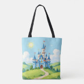 Mooie blauwe en witte kasteel tote bag (Achterkant)