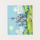Mooie blauwe en witte kasteel wandkleed (Voorkant)