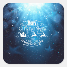 Mooie Blauwe en Witte Kerstmis en Nieuwjaar Vierkante Sticker