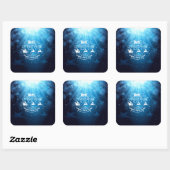 Mooie Blauwe en Witte Kerstmis en Nieuwjaar Vierkante Sticker (Vel)