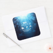 Mooie Blauwe en Witte Kerstmis en Nieuwjaar Vierkante Sticker (Envelop)