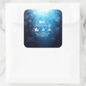 Mooie Blauwe en Witte Kerstmis en Nieuwjaar Vierkante Sticker (Tas)