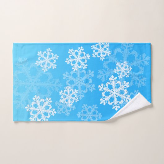 Mooie blauwe en witte kerstsneeuwvlokken handdoek (Handdoek)