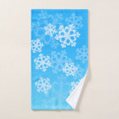 Mooie blauwe en witte kerstsneeuwvlokken handdoek (Handdoek)