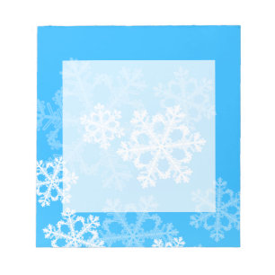 Mooie blauwe en witte kerstsneeuwvlokken notitieblok