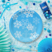 Mooie blauwe en witte kerstsneeuwvlokken papieren bordje (Feest)