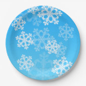 Mooie blauwe en witte kerstsneeuwvlokken papieren bordje (Voorkant)