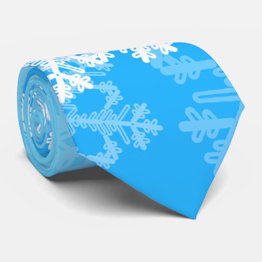 Mooie blauwe en witte kerstsneeuwvlokken stropdas (Opgerold)