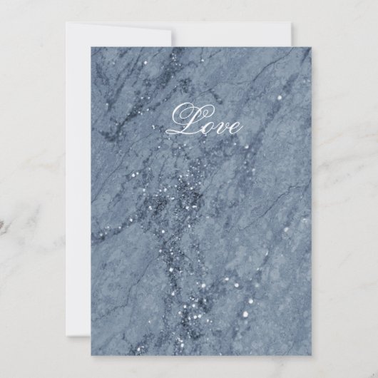 Mooie blauwe en witte marmerende bruiloft aankondiging (Achterkant)