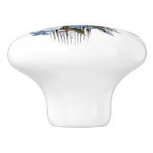 Mooie blauwe en witte rozen lelies keramische knop (Zijkant)