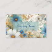 Mooie Blauwe en Witte Wildbloemen Visitekaartje (Voorkant)