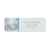 Mooie Blauwe en Witte Winter Bloemen Etiket (Voorkant)