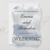 Mooie Blauwe en Witte Wolken Print Bruiloft Kaart (Voorkant)