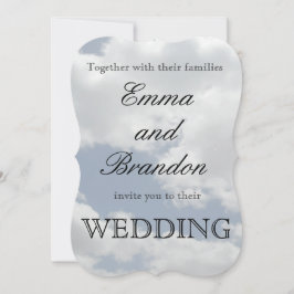 Mooie Blauwe en Witte Wolken Print Bruiloft Kaart