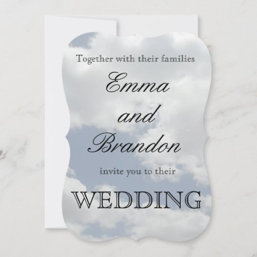 Mooie Blauwe en Witte Wolken Print Bruiloft Kaart (Voorkant)