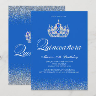 Mooie blauwe en zilveren Quinceanera Uitnodigingen