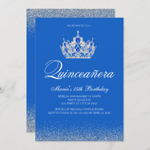 Mooie blauwe en zilveren Quinceanera-uitvindingen Kaart