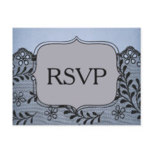 Mooie Blauwe en Zwarte Nep Kant RSVP