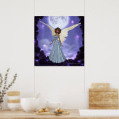 Mooie blauwe engel afdrukken poster (Keuken)