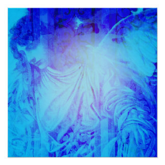 Mooie Blauwe Engel voor bescherming en vergeving Poster