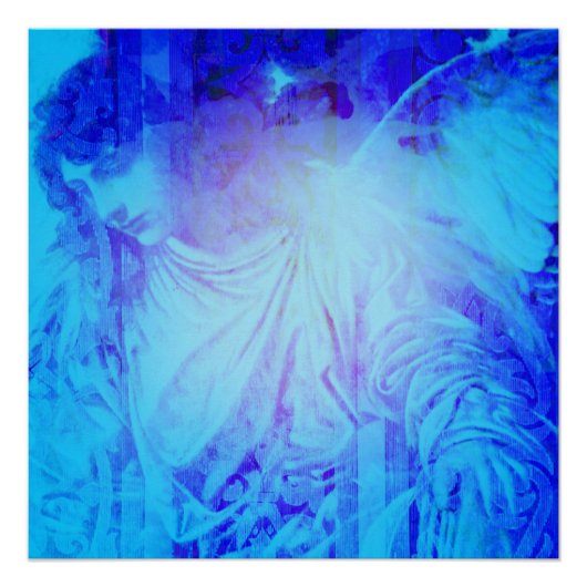 Mooie Blauwe Engel voor bescherming en vergeving Poster (Voorkant)