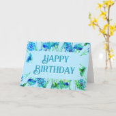 Mooie Blauwe Floral Art Birthday Kaart (Gele Bloem)
