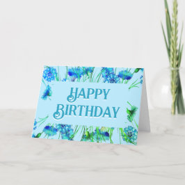 Mooie Blauwe Floral Art Birthday Kaart
