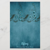 Mooie Blauwe Floral Briefpapier (Voorkant)