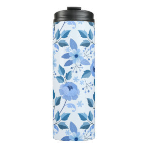 mooie blauwe Floral Design cadeau patroon voor haa Thermosbeker