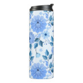 mooie blauwe Floral Design cadeau patroon voor haa Thermosbeker (Gedraaid links)