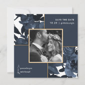 Mooie Blauwe Floral Foto's die de datum opslaan Save The Date (Voorkant)