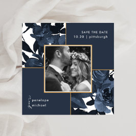 Mooie Blauwe Floral Foto's die de datum opslaan Save The Date