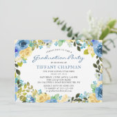 Mooie Blauwe Floral Gradual Partij Kaart (Staand voorkant)