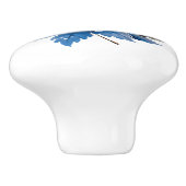 Mooie Blauwe Floral Keramische Knop (Zijkant)