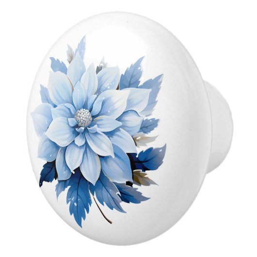 Mooie Blauwe Floral Keramische Knop (Rechts)