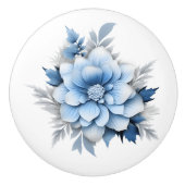 Mooie Blauwe Floral Keramische Knop (Voorkant)
