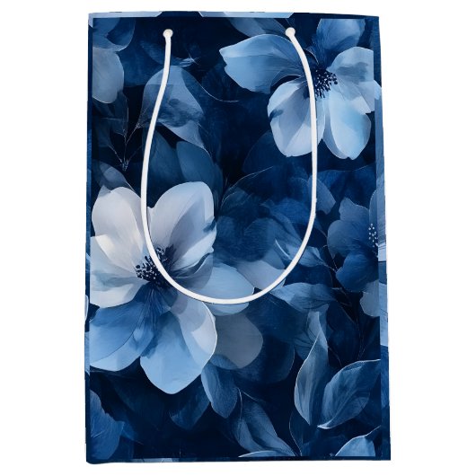 Mooie Blauwe Floral Medium Cadeauzakje (Voorkant)