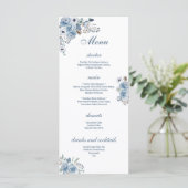 Mooie Blauwe Floral Menu (Staand voorkant)