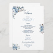 Mooie Blauwe Floral Menu (Voorkant / Achterkant)