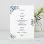 Mooie Blauwe Floral Menu (Staand voorkant)