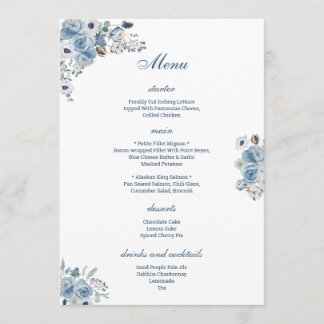 Mooie Blauwe Floral Menu