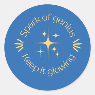 Mooie blauwe fonkelende diamant lerarenbeloning ronde sticker