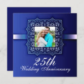 mooie blauwe foto uitnodiging 25-jarig jubileum (Voorkant / Achterkant)